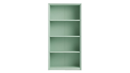 Light green bookcase PNG isolated on transparent background, minimalist shelving unit for home decor and storage solutions