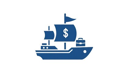 Obraz premium Conceptual illustration of a ship with dollar sign sailing in a financial concept