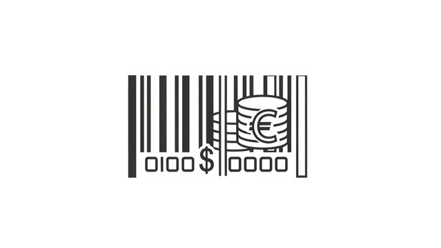 Barcode with euro and dollar currency symbols for financial and economic concepts - Powered by Adobe