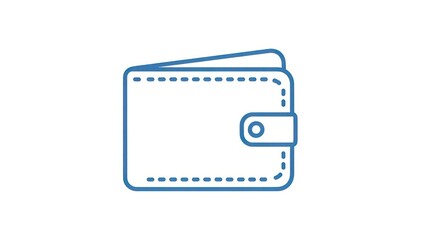 Minimalist blue wallet icon isolated on white background for finance concepts