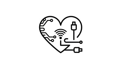 Circuit board heart icon representing connectivity and technology