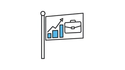 Business concept flag icon showing growth and success on white