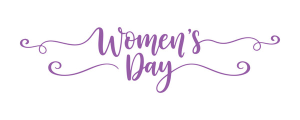 Women's Day. Fashionable calligraphy text. Handwritten text in colorful ink, isolated on both white and transparent backgrounds for your unique design. Vector Illustration

