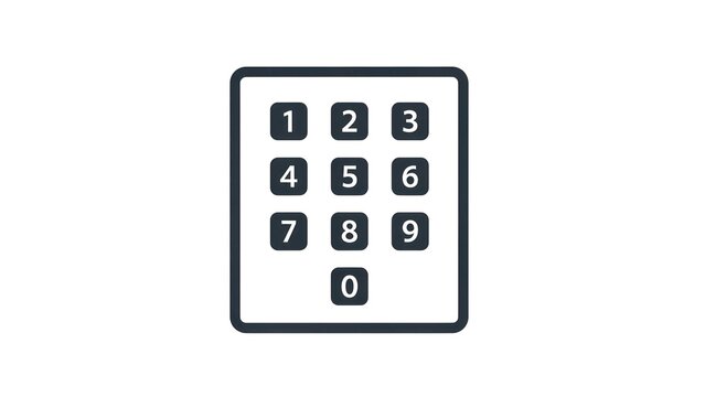 Number pad icon with digits one to zero isolated graphic element