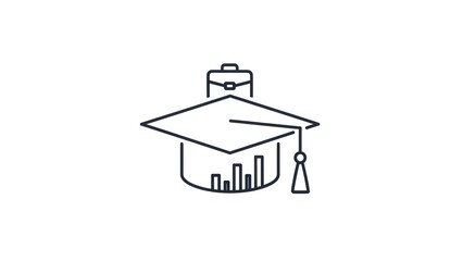 Education and business concept illustration with graduation cap and briefcase