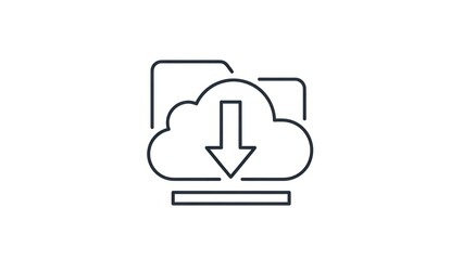 Cloud data transfer icon on white background symbolizing online storage