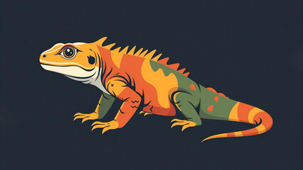 Colorful Iguana Illustration on Dark Background