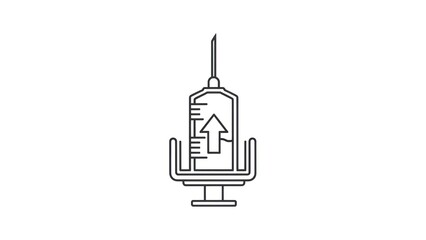 Medical syringe icon with upward arrow symbol on white background