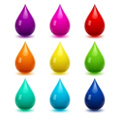 Rainbow Color Drops on White Background