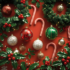 Realistic Christmas elements collection