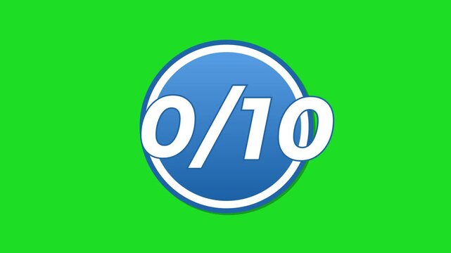 Rating from 0.0 to 10 point Blue and white color Isolated tech friendly customized review feedback increasing by 1 point animation with green screen Background 4k Feedback rate 10 out of 10 animation
