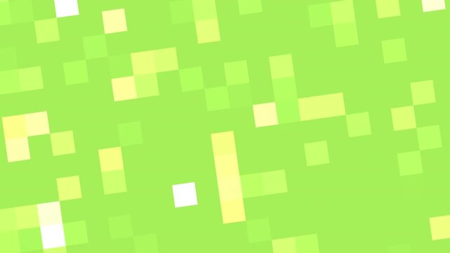 Pixelated Green Background with Moving Squares, Abstract Motion Graphic