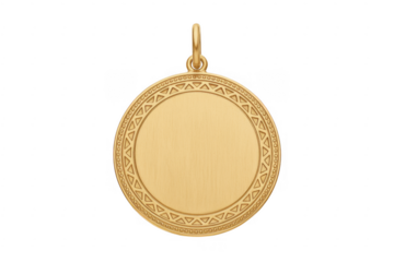 Gold pendant jewelry blank pendant circular metal isolated on a transparent background