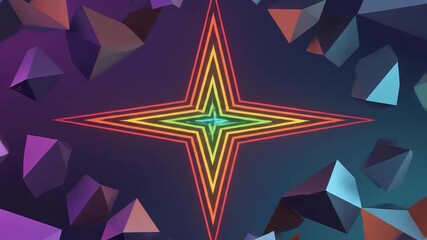 Vibrant intersecting neon light beams create a dynamic abstract geometric pattern on a dark background perfect for futuristic digital art technology and energetic event backdrops. - Powered by Adobe