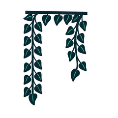 Hanging Green Leaves Corner Decoration Vector Illustration