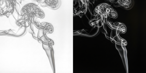 A mesmerizing image of smoke art depicting a human figure against a dark background