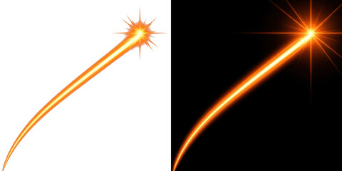 Two bright orange streaks of light shining against a dark background