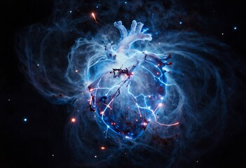 Blue heartbeat cardiogram line looping seamlessly on black background, digital ECG pulse waveform for medical monitoring, cardiology visuals, health technology, abstract modern animation video display