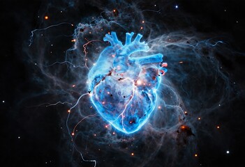 Blue heartbeat cardiogram line looping seamlessly on black background, digital ECG pulse waveform for medical monitoring, cardiology visuals, health technology, abstract modern animation video display