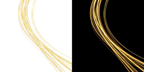 A stunning visual representation of golden light trails on a black background