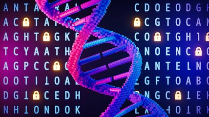 DNA helix with genetic code and biotechnology science concept
