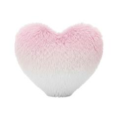 Soft pink and white ombre heart-shaped pillow isolated on transparent background