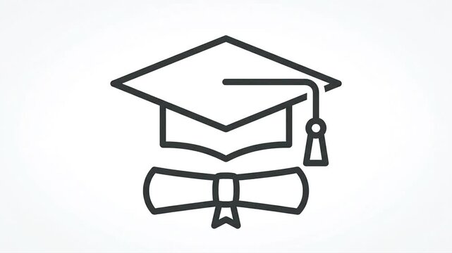 graduation Flat 2D vector outline illustration animation