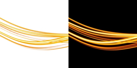 A vibrant display of golden light trails against a dark background