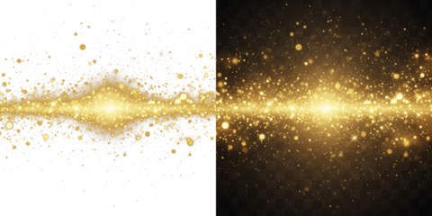 A stunning visual representation of golden particles and light trails against a dark background, evoking a sense of luxury and celebration.