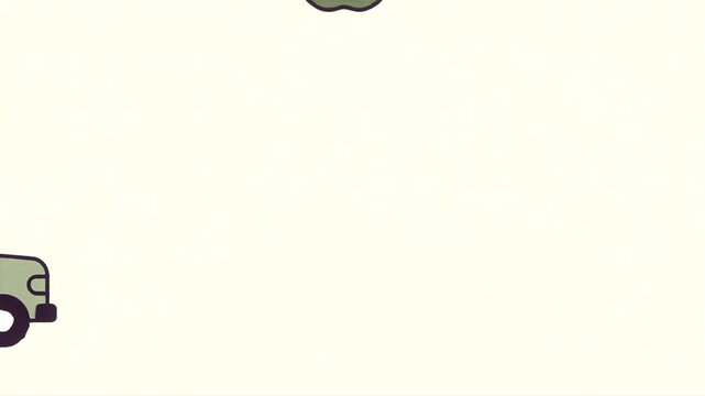school and stationery Flat 2D vector outline illustration animation