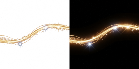 A stunning visual representation of sparkling golden light trails on a dark background