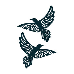 Decorative Abstract Flying Birds Vector Design