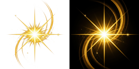 A stunning visual representation of golden starbursts against a dark background