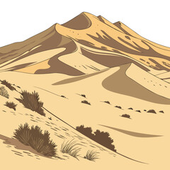 Desert hill cluster with varied heights and sparse vegetation © RUJINA