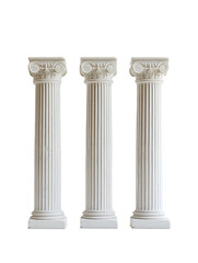 Naklejka premium 3d render classic greek columns white marble pillars with ornate capital for architecture history law museum and ancient roman style isolated on transparent background
