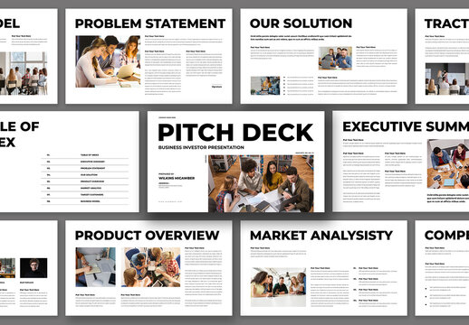 Minimal Business Pitch Deck Presentation Template Design