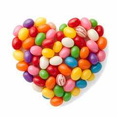 Obraz premium Colorful Jelly Beans Forming a Vibrant Heart Shape
