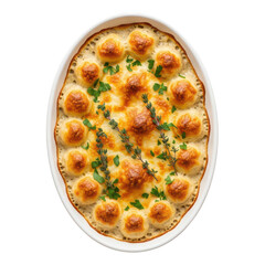 Delicious cheesy garlic bread with herbs isolated on transparent background
