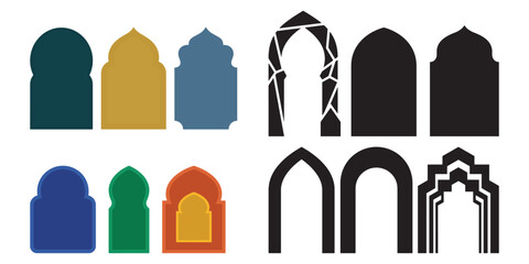 Islamic Arch and Niche Window Frames Vector Set