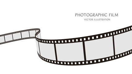 16:9の背景素材：ダイナミックな動きをした35mm写真フィルムのベクターイラストデータ