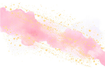 Fototapeta premium Delicate Pink Watercolor Stroke with Gold Splatter