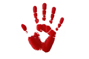 Red handprint hand print red paint isolated on a transparent background