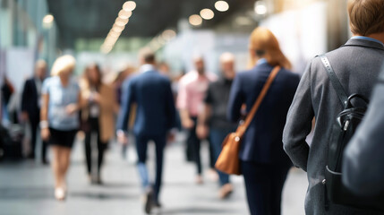 Fototapeta premium Faceless job seekers actively engaging with recruiters at bustling career fair showcasing determination eagerness pursuit professional opportunities employment networking