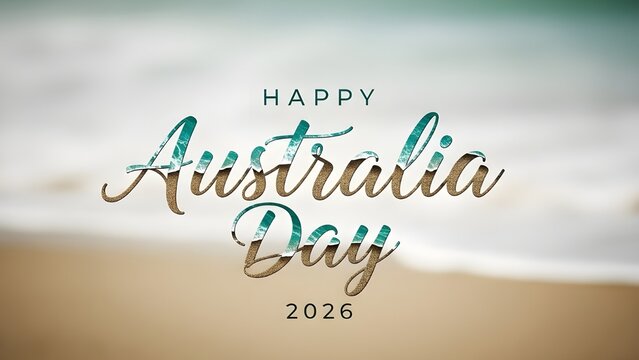 Happy australia day 2023 celebration on a sunny beach