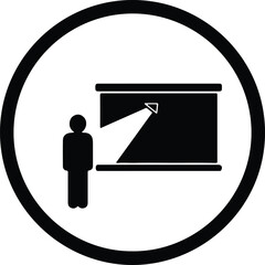 Silhouette of person presenting on screen with projector light illustration vector