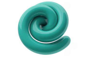 Teal Swirl abstract 3D rendering isolated on a transparent background