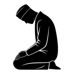 Man Kneeling in Prayer Silhouette isolated PNG with Transparent Background