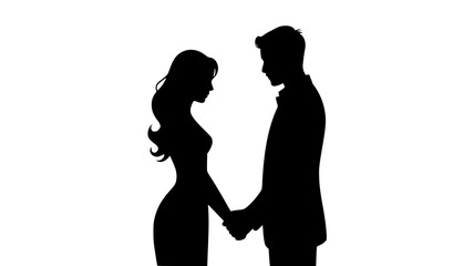Couple Silhouette Holding Hands isolated PNG with Transparent Background