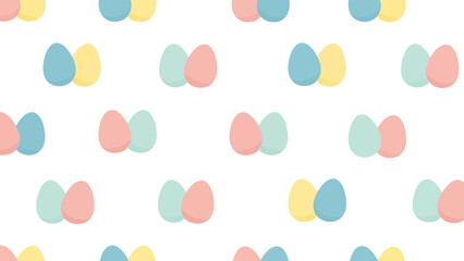 A charming and simple seamless pattern featuring pastel-colored Easter eggs in soft blues, yellows, and pinks. Ideal for spring celebrations, holiday 