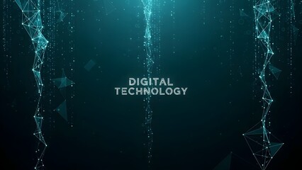 Abstract digital technology code rain background with glowing lines isolated on transparent background